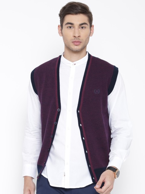 

Arrow New York Men Purple & Navy Solid Cardigan