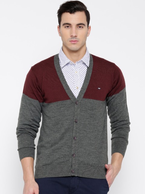 

Arrow Sport Grey & Maroon Woollen Cardigan