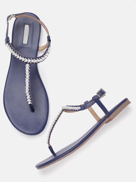 

CORSICA Women Navy Blue Solid T-Strap Flats