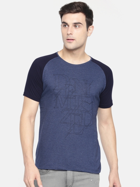 

Killer Men Blue Colourblocked Lean fit Round Neck T-shirt