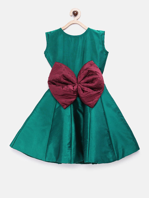 

JBN Creation Girls Green Solid Fit and Flare Dress