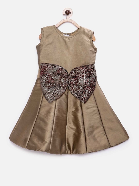 

JBN Creation Girls Coffee Brown Solid A-Line Dress