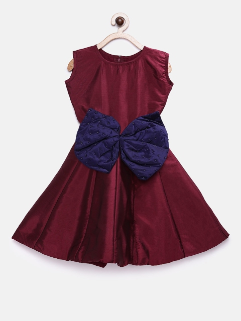 

JBN Creation Girls Maroon Solid Fit and Flare Dress