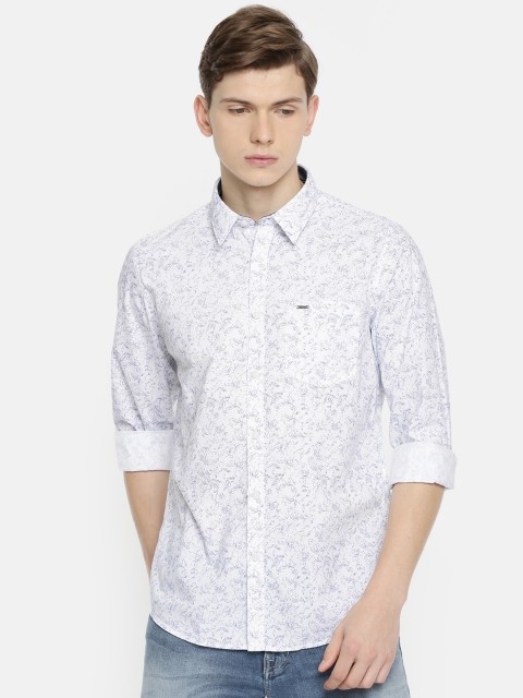 

Lee Cooper Men White & Blue Regular Fit Printed Casual Shirt