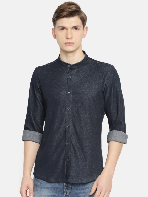 

Lee Cooper Men Navy Blue Regular Fit Solid Casual Shirt