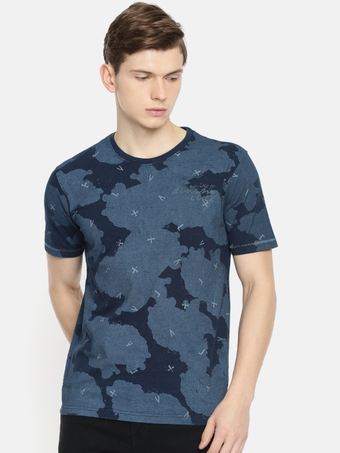

Lee Cooper Men Blue Printed Round Neck Pure Cotton T-shirt