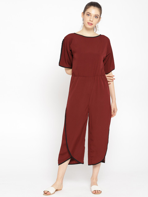 

Cottinfab Women Maroon Solid Culotte Jumpsuit
