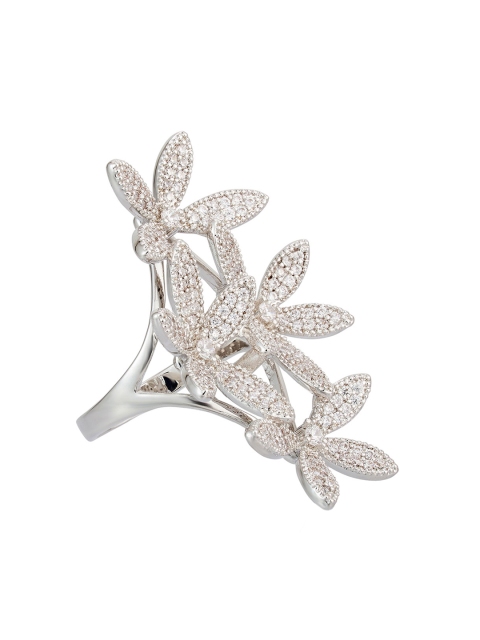 

shaze Women Silver-Plated CZ Stone-Studded Finger Ring