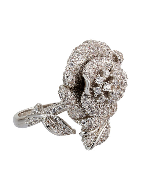 

shaze Women Silver-Plated CZ Stone-Studded Finger Ring