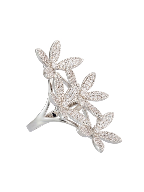 

shaze Women Silver-Plated CZ Stone-Studded Finger Ring