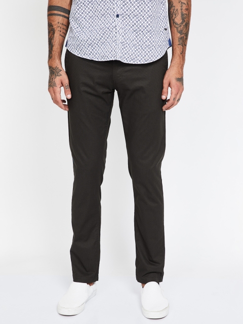 

Fame Forever by Lifestyle Men Olive Green Slim Fit Self Design Chinos