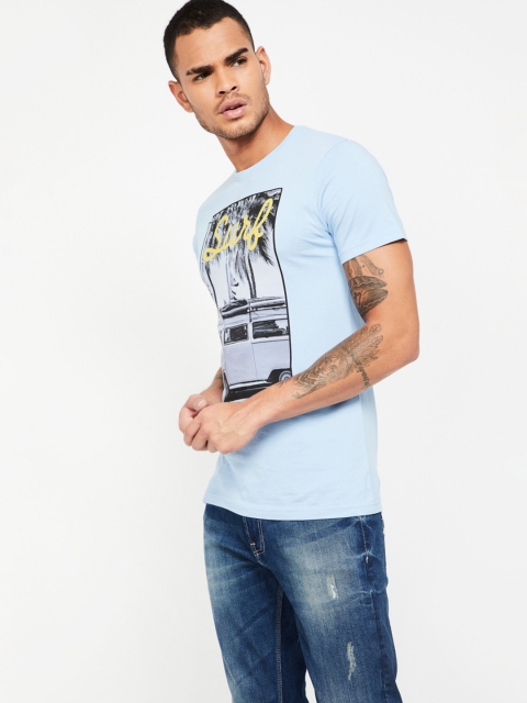 

Fame Forever by Lifestyle Men Blue Printed Round Neck T-shirt