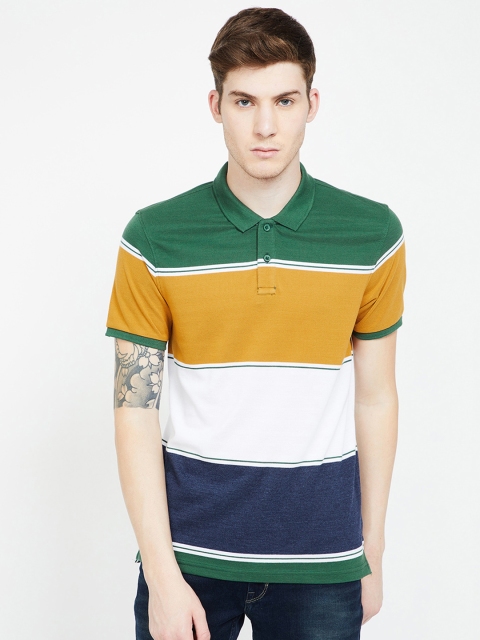 

Fame Forever by Lifestyle Men Green Colourblocked Polo Collar T-shirt