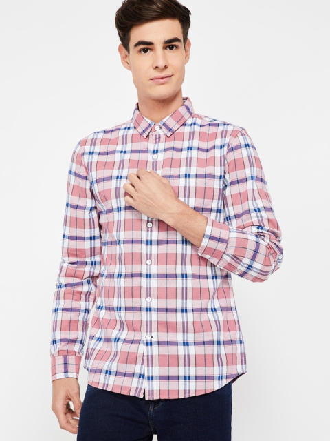 

Fame Forever by Lifestyle Men Pink Slim Fit Checked Casual Shirt