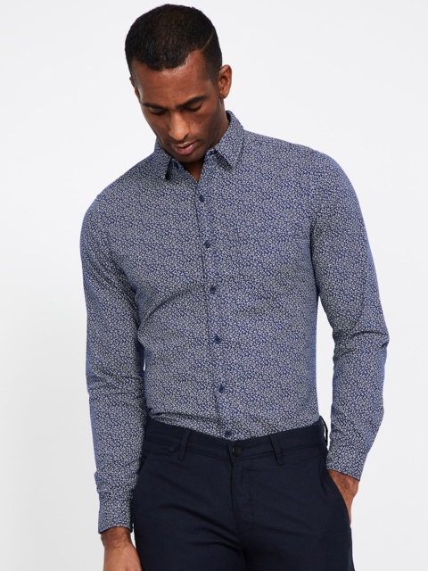

Fame Forever by Lifestyle Men Navy Blue Slim Fit Printed Casual Shirt