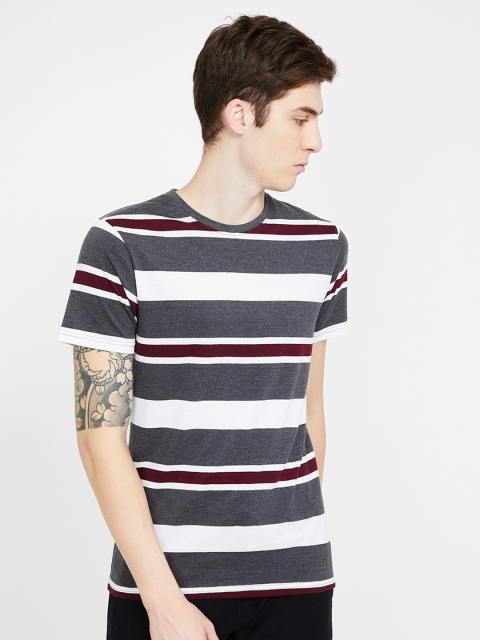 

Fame Forever by Lifestyle Men Black & White Striped Round Neck T-shirt