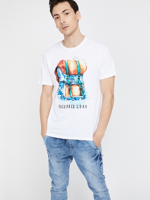 

Fame Forever by Lifestyle Men White Printed Round Neck T-shirt