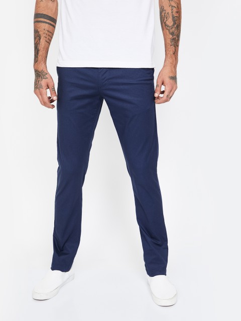

Fame Forever by Lifestyle Men Navy Blue Slim Fit Self Design Regular Trousers