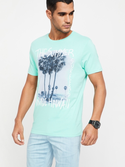 

Fame Forever by Lifestyle Men Sea Green Printed Round Neck T-shirt