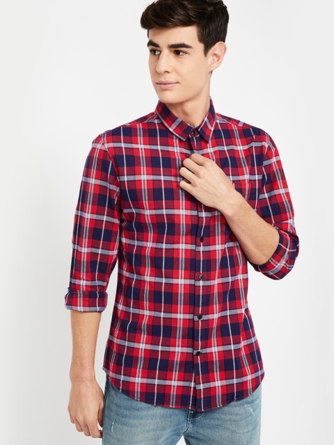 

Fame Forever by Lifestyle Men Red Slim Fit Checked Casual Shirt