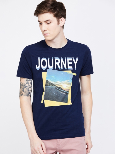 

Fame Forever by Lifestyle Men Navy Blue Printed Round Neck T-shirt