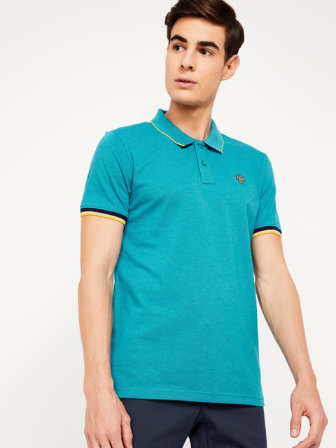 

Fame Forever by Lifestyle Men Blue Solid Polo Collar T-shirt