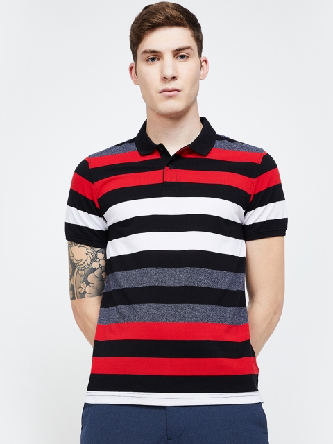 

Fame Forever by Lifestyle Men Red Striped Polo Collar T-shirt
