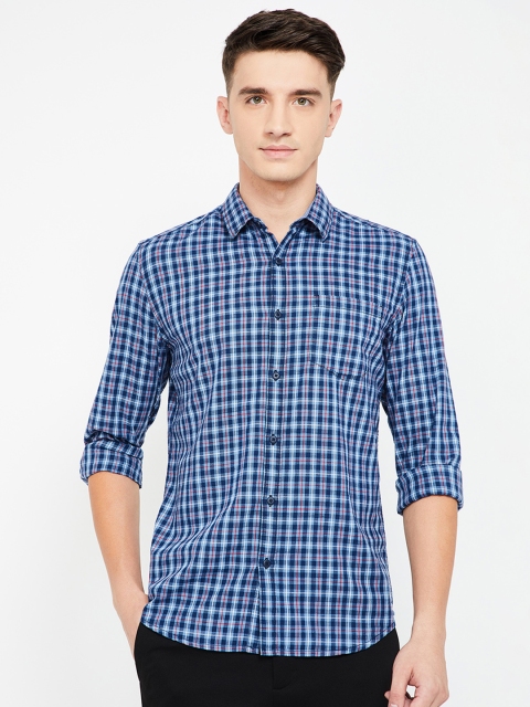 

Fame Forever by Lifestyle Men Navy Blue & Blue Slim Fit Checked Casual Shirt