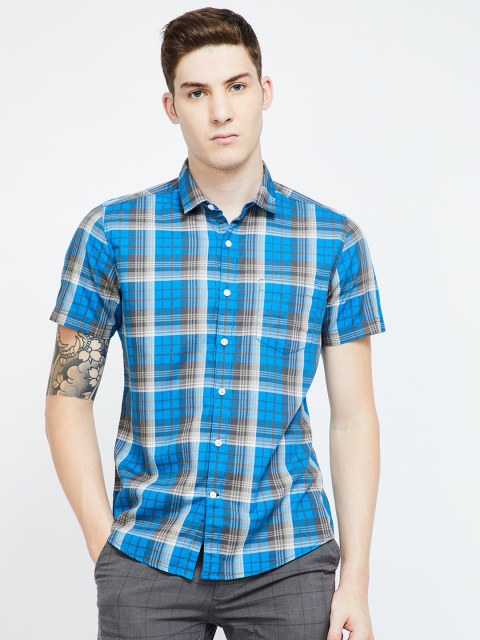 

Fame Forever by Lifestyle Men Blue & Grey Slim Fit Checked Casual Shirt