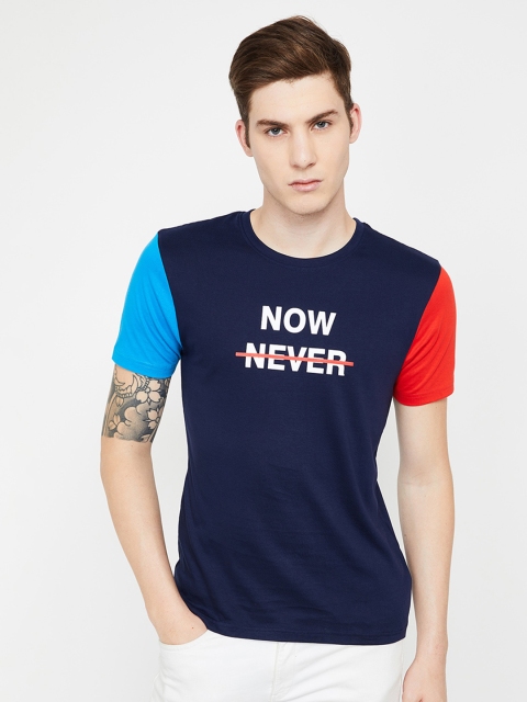 

Fame Forever by Lifestyle Men Navy Blue Solid Round Neck T-shirt