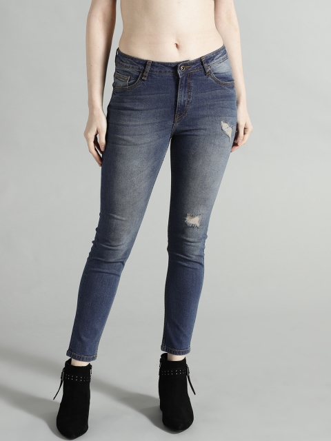 

Roadster Women Blue Skinny Fit Mid-Rise Low Distress Stretchable Jeans