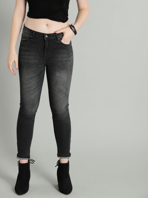 

Roadster Women Charcoal Grey Skinny Fit Mid-Rise Clean Look Stretchable Jeans