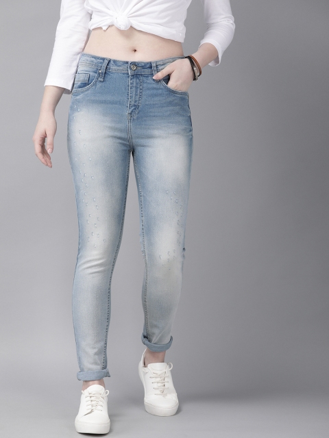 

The Roadster Lifestyle Co Women Blue Skinny Fit Mid-Rise Low Distress Stretchable Jeans