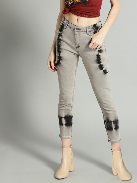 

The Roadster Lifestyle Co Women Grey Skinny Fit Mid-Rise Clean Look Stretchable Cropped Jeans