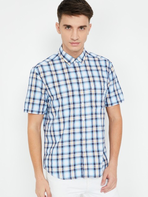 

CODE by Lifestyle Men Blue & Brown Regular Fit Checked Casual Shirt
