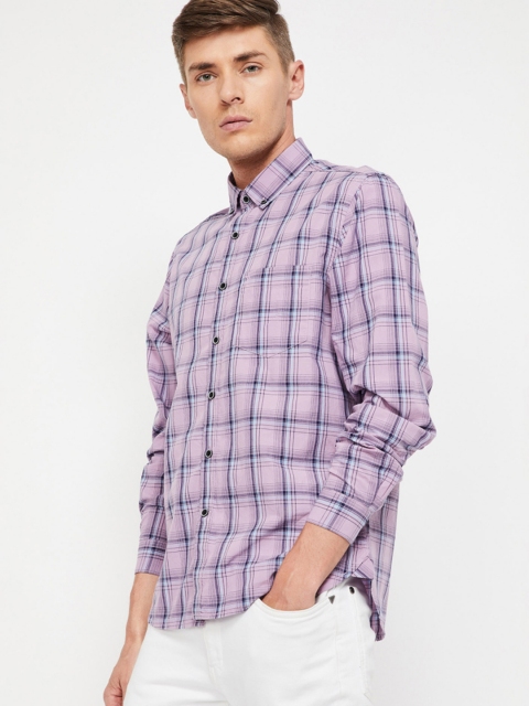 

CODE by Lifestyle Men Purple Regular Fit Checked Casual Shirt