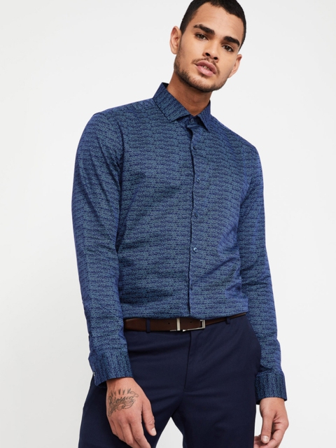 

CODE by Lifestyle Men Navy Blue Slim Fit Printed Formal Shirt