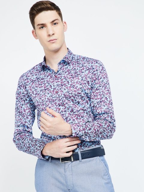 

CODE by Lifestyle Men Blue & Pink Slim Fit Printed Party Shirt