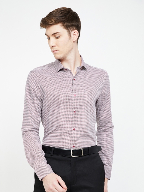 

CODE by Lifestyle Men Burgundy & White Slim Fit Printed Formal Shirt
