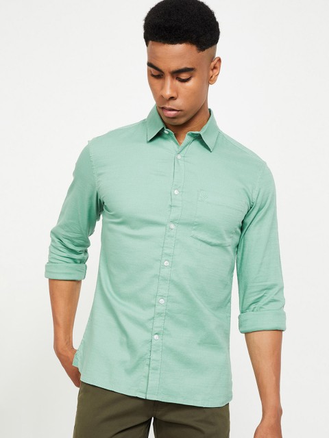 

CODE by Lifestyle Men Green Slim Fit Solid Casual Shirt