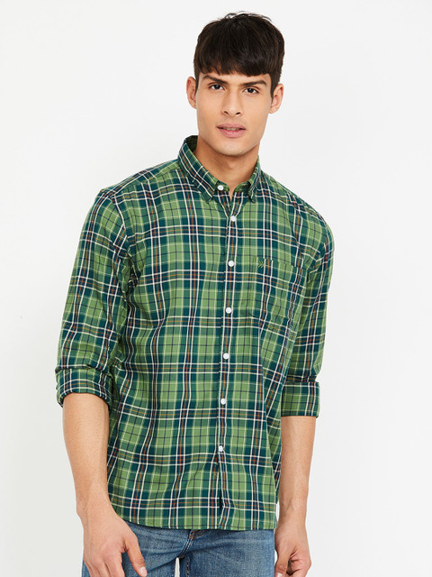 

CODE by Lifestyle Men Green Regular Fit Checked Casual Shirt