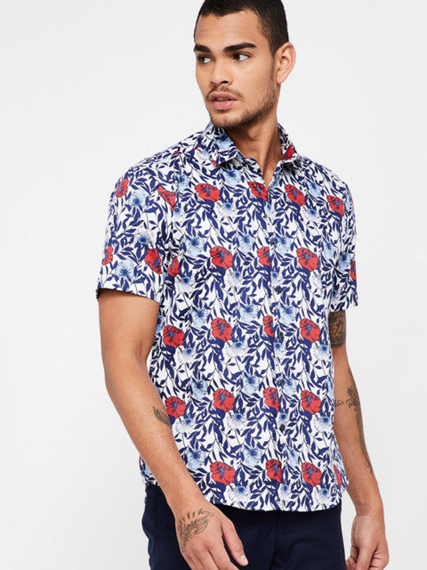 

CODE by Lifestyle Men White Slim Fit Printed Casual Shirt
