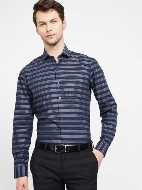 

CODE by Lifestyle Men Navy Blue Striped Slim Fit Formal Shirt