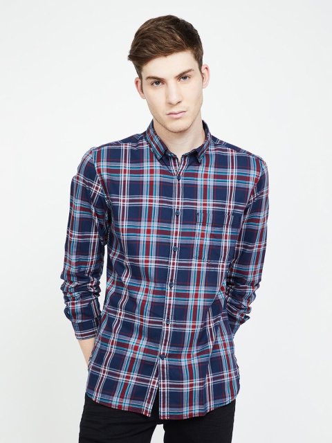 

CODE by Lifestyle Men Navy Blue & White Slim Fit Checked Casual Shirt