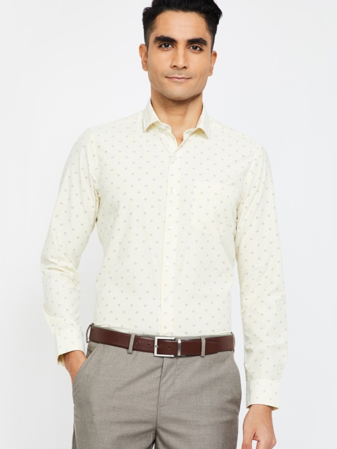 

CODE by Lifestyle Men Yellow & White Slim Fit Printed Formal Shirt