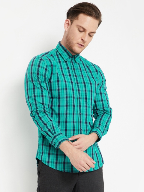 

CODE by Lifestyle Men Green & Blue Slim Fit Checked Casual Shirt