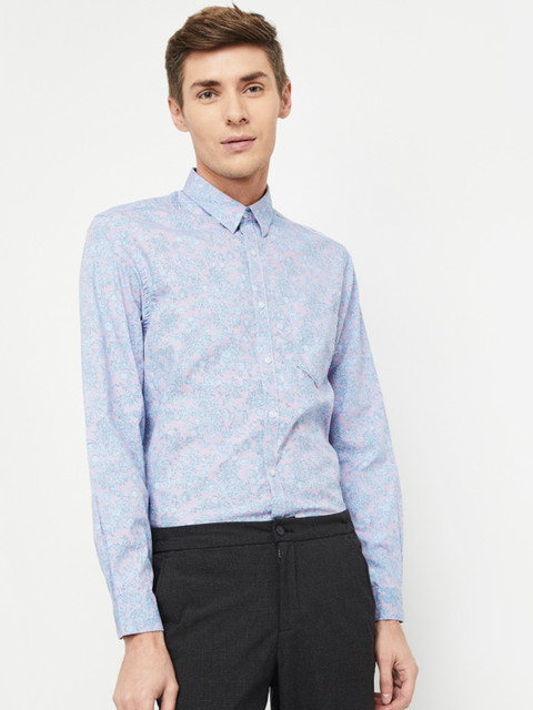 

CODE by Lifestyle Men Purple & Blue Regular Fit Printed Formal Shirt