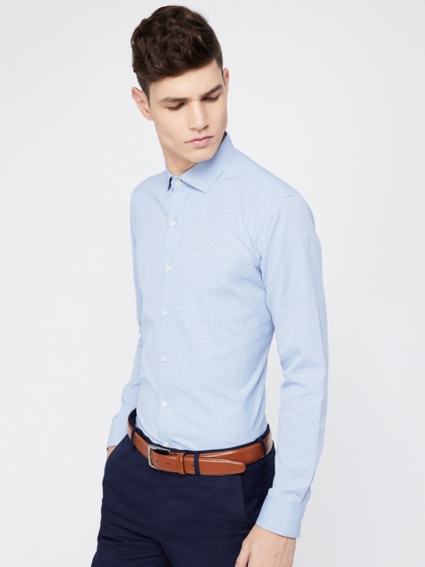 

CODE by Lifestyle Men Blue Slim Fit Self Design Formal Shirt