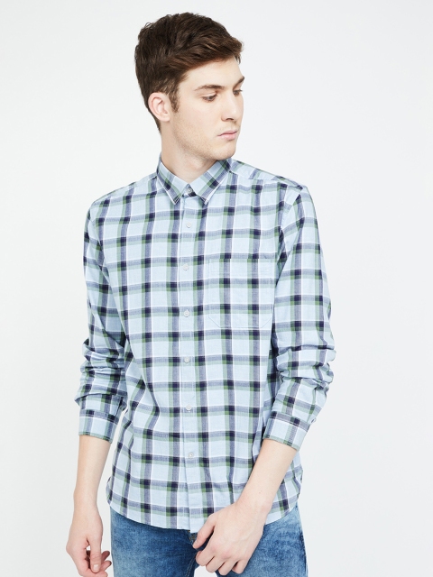

CODE by Lifestyle Men Grey & Navy Blue Regular Fit Checked Casual Shirt