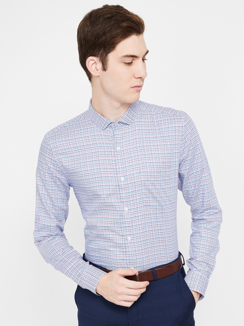 

CODE by Lifestyle Men Blue & Red Slim Fit Checked Formal Shirt